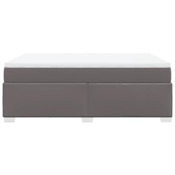 Boxspringbett mit Matratze Grau 140x190 cm Kunstleder