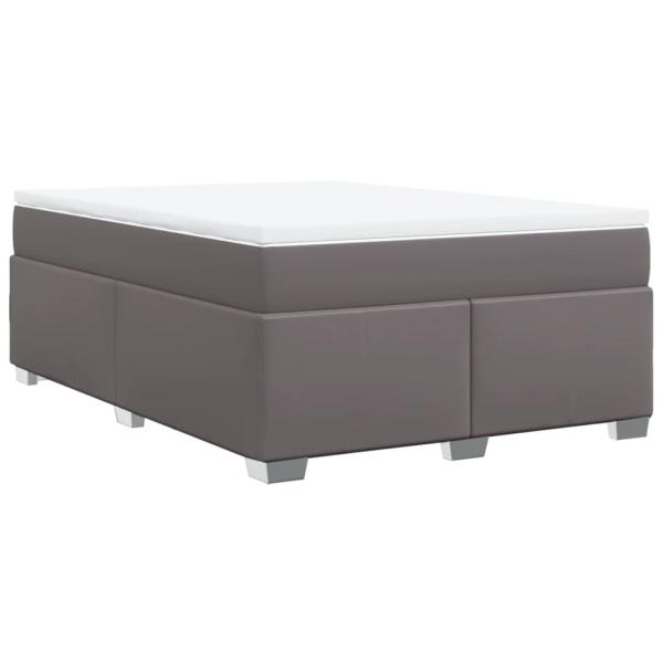 Boxspringbett mit Matratze Grau 140x190 cm Kunstleder