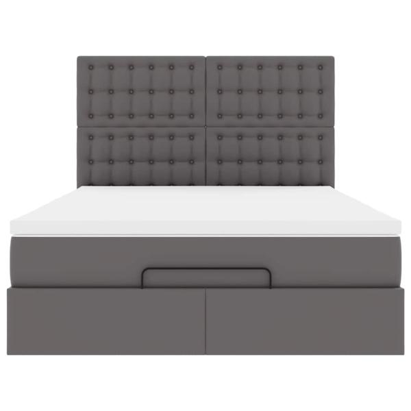 Ottoman-Bett mit Matratze Grau 140x190 cm Kunstleder