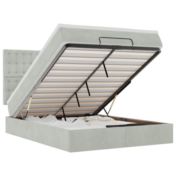 Ottoman-Bett mit Matratzen Hellgrau 140x190 cm Samt