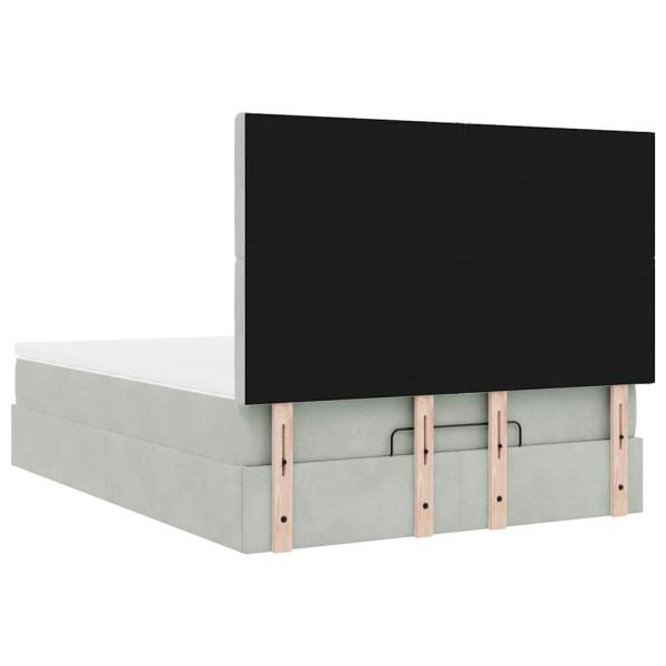 Ottoman-Bett mit Matratzen Hellgrau 140x190 cm Samt