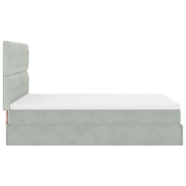 Ottoman-Bett mit Matratzen & LEDs Hellgrau 140x190 cm Samt