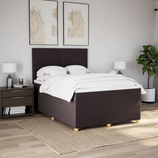 ARDEBO.de - Boxspringbett mit Matratze Dunkelbraun 140x190 cm Stoff