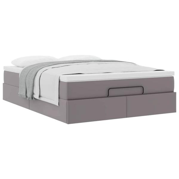 Ottoman-Bett mit Matratze Grau 140x190 cm Kunstleder