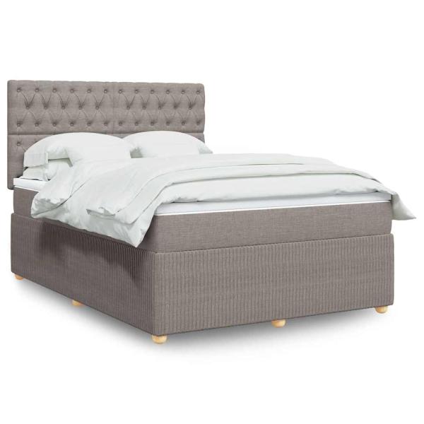 ARDEBO.de - Boxspringbett mit Matratze Taupe 140x190 cm Stoff