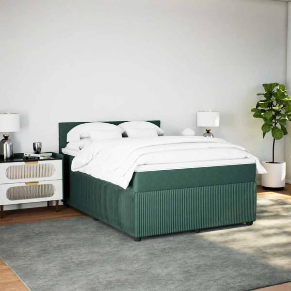 Boxspringbett mit Matratze Dunkelgrün 140x190 cm Samt