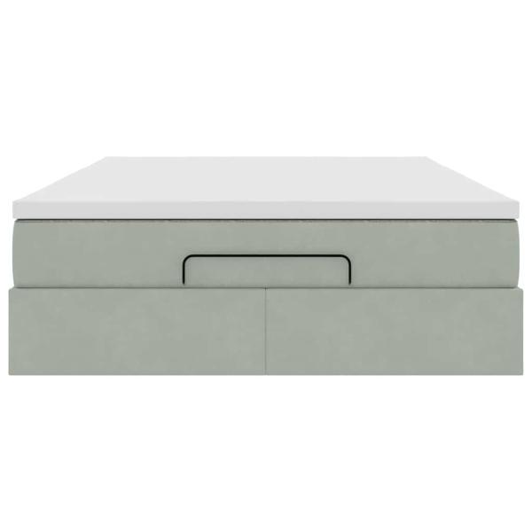 Ottoman-Bett mit Matratze Hellgrau 140x190 cm Samt