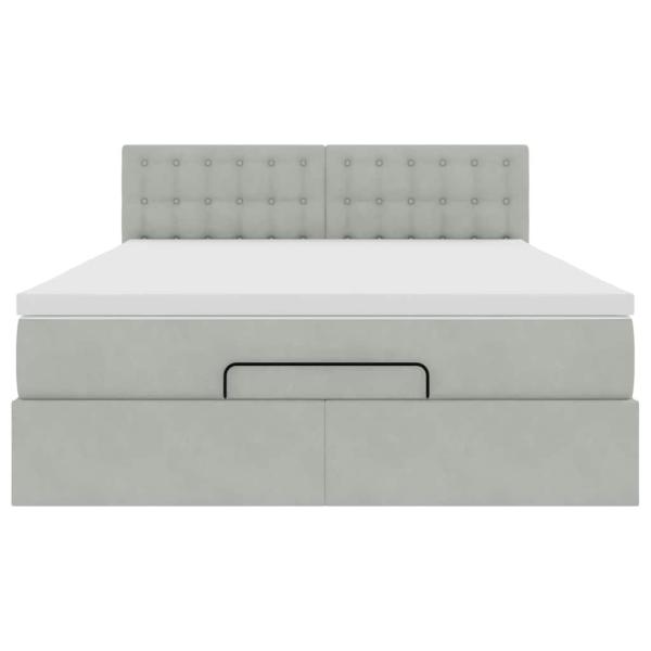 Ottoman-Bett mit Matratze Hellgrau 140x190 cm Samt
