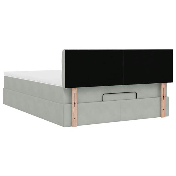 Ottoman-Bett mit Matratze & LEDs Hellgrau 140x190 cm Samt