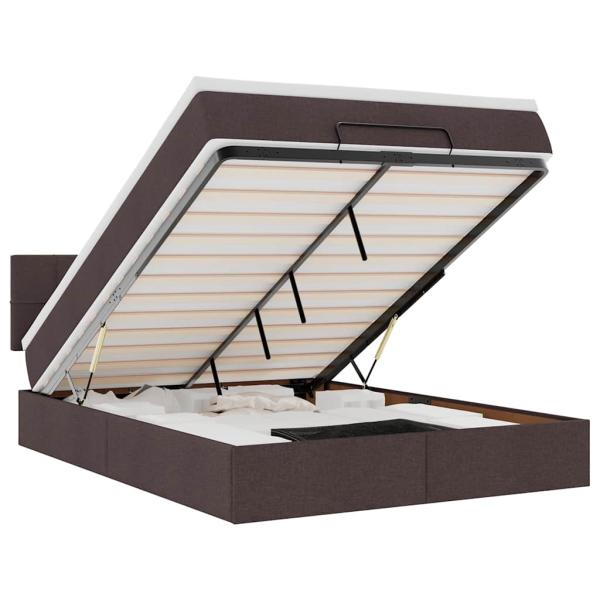 Ottomanische Bett mit Matratze & LEDs Dunkelbraun 140x190 cm
