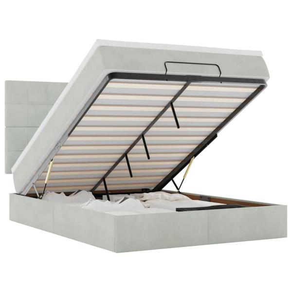 Ottoman-Bett mit Matratzen Hellgrau 140x190 cm Samt