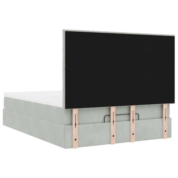 Ottoman-Bett mit Matratzen Hellgrau 140x190 cm Samt