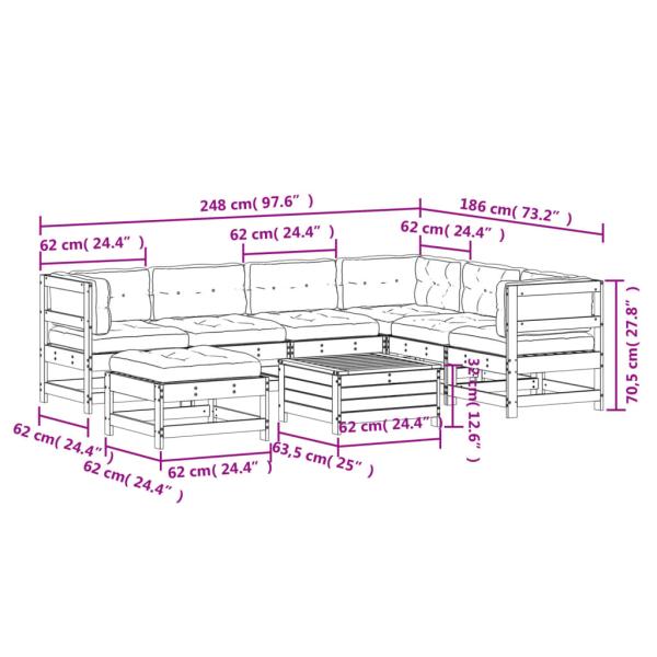 8-tlg. Garten-Lounge-Set mit Kissen Massivholz Douglasie