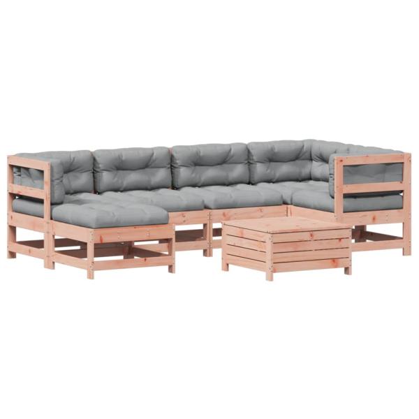 7-tlg. Garten-Lounge-Set mit Kissen Massivholz Douglasie