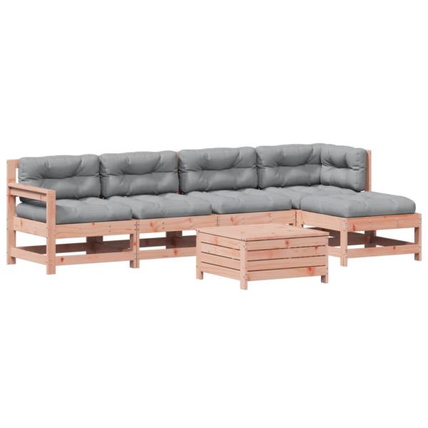 6-tlg. Garten-Lounge-Set mit Kissen Massivholz Douglasie