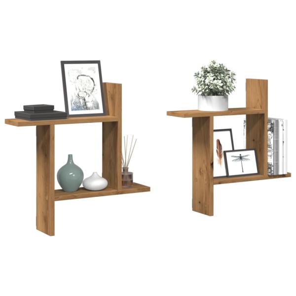 ARDEBO.de - Wandregale 2 Stk. Artisan-Eiche 50x12x50 cm Holzwerkstoff