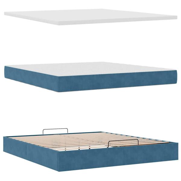 Ottoman-Bett mit Matratzen Dunkelblau 200x200 cm Samt