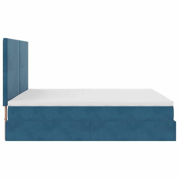 Ottoman-Bett mit Matratzen Dunkelblau 200x200 cm Samt