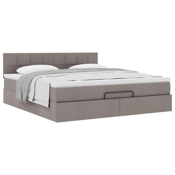 Ottoman-Bett mit Matratze Taupe 160x200 cm Stoff