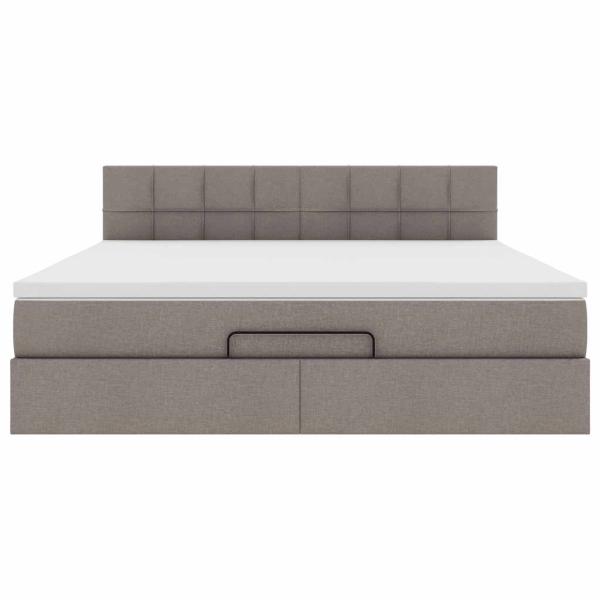 Ottoman-Bett mit Matratze Taupe 160x200 cm Stoff