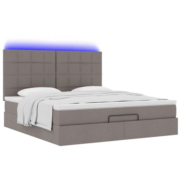 Ottoman-Bett mit Matratze & LEDs Taupe 160x200 cm Stoff