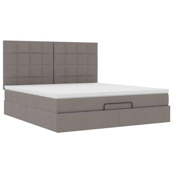 Ottoman-Bett mit Matratze & LEDs Taupe 160x200 cm Stoff