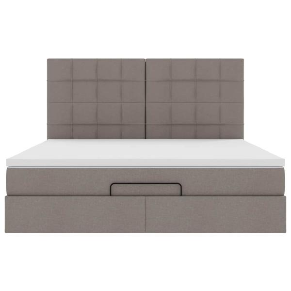 Ottoman-Bett mit Matratze & LEDs Taupe 160x200 cm Stoff