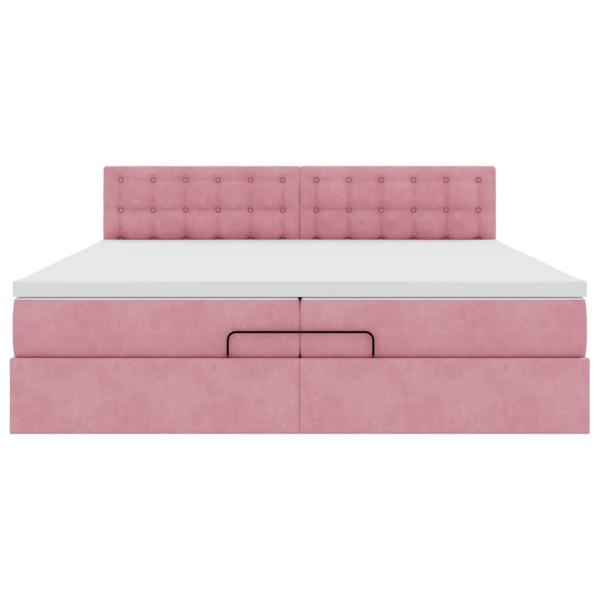 Ottoman-Bett mit Matratze Rosa 200x200 cm Samt