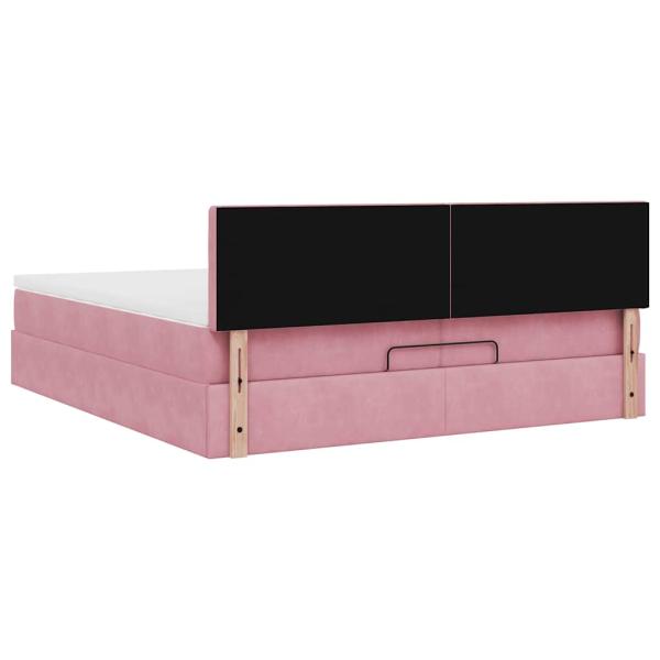 Ottoman-Bett mit Matratze Rosa 200x200 cm Samt