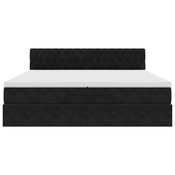 Ottoman-Bett mit Matratze Schwarz 200x200 cm Samt