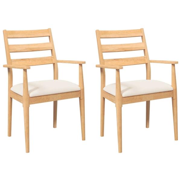 Esszimmerstühle mit Kissen 2 Stk. Massivholz Gummibaum