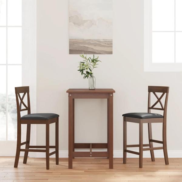 ARDEBO.de - Barhocker mit Kissen 2 Stk. Braun Massivholz Gummibaum