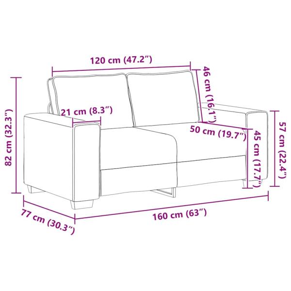 2-Sitzer-Sofa Schwarz 120 cm Stoff