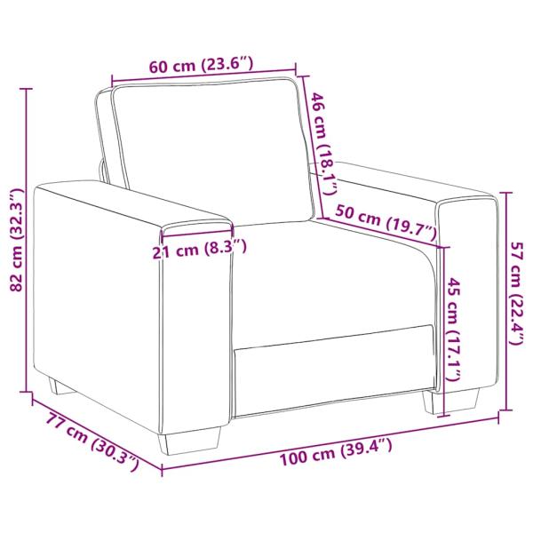 Sessel Dunkelgrau 60 cm Stoff