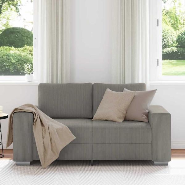 Zweisitzer-Sofa Hellgrau 120 cm Cordstoff