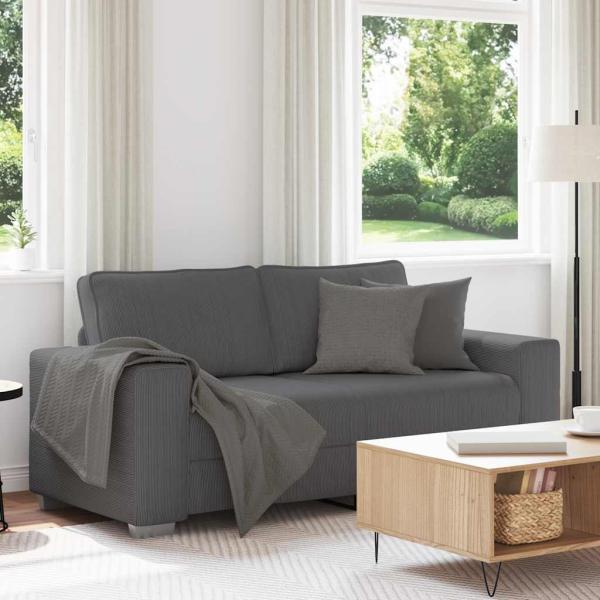 ARDEBO.de - Zweisitzer-Sofa Dunkelgrau 140 cm Cordstoff