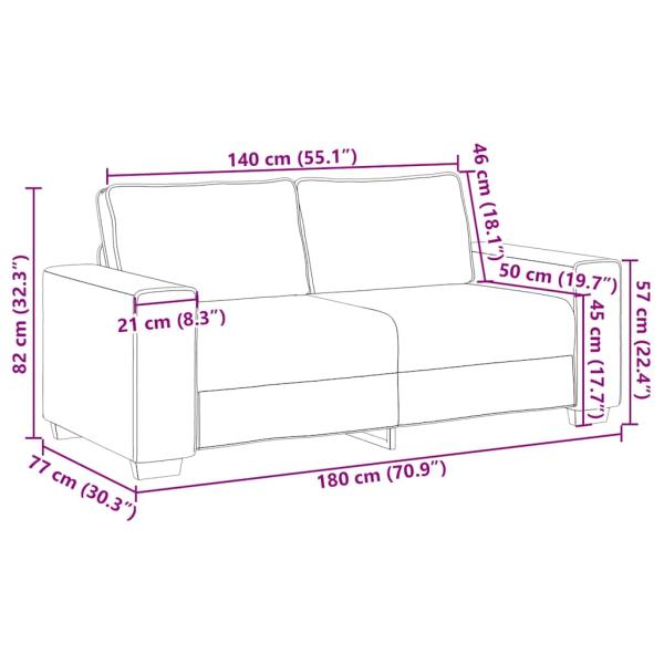 Zweisitzer-Sofa Dunkelgrau 140 cm Cordstoff