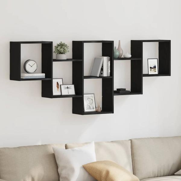 ARDEBO.de - Wandregal Schwarz Eichen-Optik 159x18x66 cm Holzwerkstoff