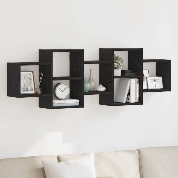 ARDEBO.de - Wandregal Schwarz Eichen-Optik 129x18x42 cm Holzwerkstoff