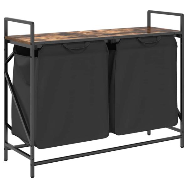 Wäschekorb 2 Fächer mit Ablage Räuchereiche