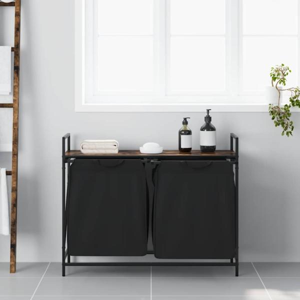 Wäschekorb 2 Fächer mit Ablage Räuchereiche