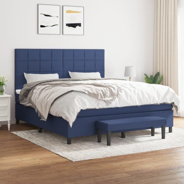 ARDEBO.de - Boxspringbett mit Matratze Blau 160x200 cm Stoff