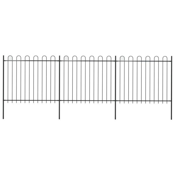 ARDEBO.de - Gartenzaun mit Bügel-Design Stahl 5,1 x 1,5 m Schwarz