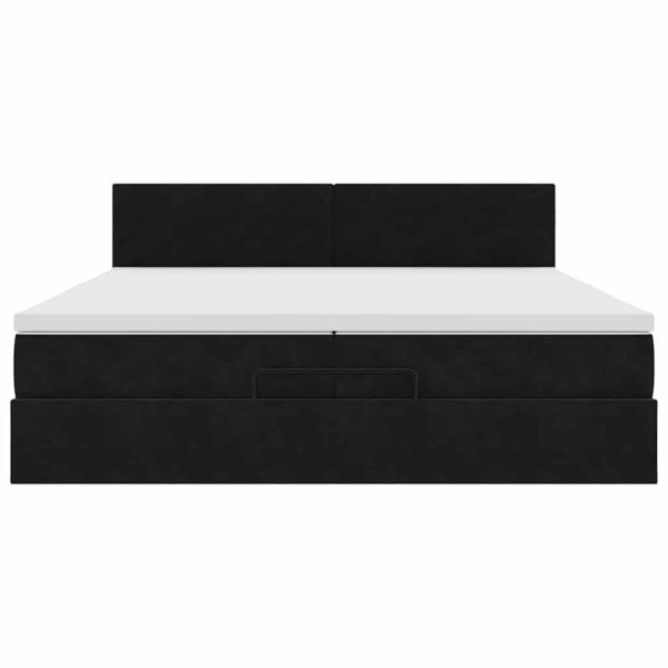 Ottoman-Bett mit Matratzen & LEDs Schwarz 200x200 cm Samt