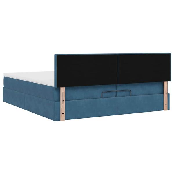 Ottoman-Bett mit Matratzen & LED Dunkelblau 200x200 cm Samt