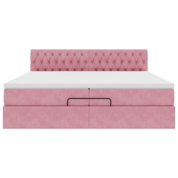 Ottoman-Bett mit Matratzen & LEDs Rosa 200x200 cm Samt
