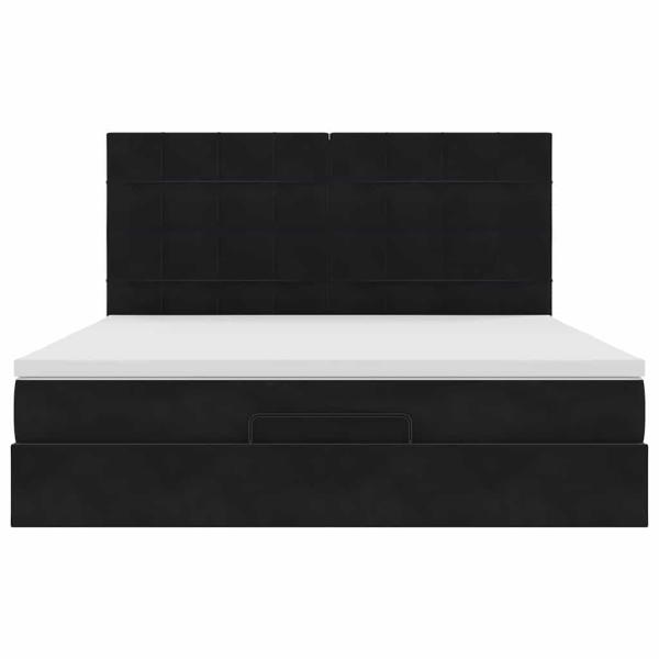 Ottoman-Bett mit Matratzen Schwarz 180x200 cm Samt