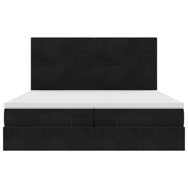 Ottoman-Bett mit Matratzen & LEDs Schwarz 200x200 cm Samt