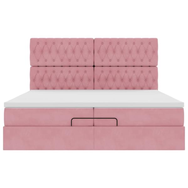 Ottoman-Bett mit Matratzen Rosa 200x200 cm Samt