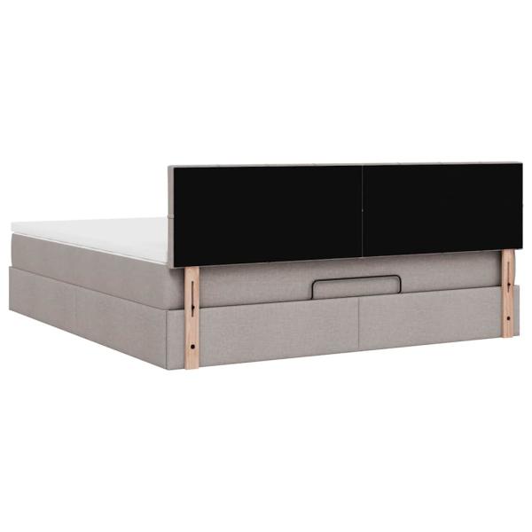 Ottoman-Bett mit Matratze & LEDs Taupe 160x200 cm Stoff